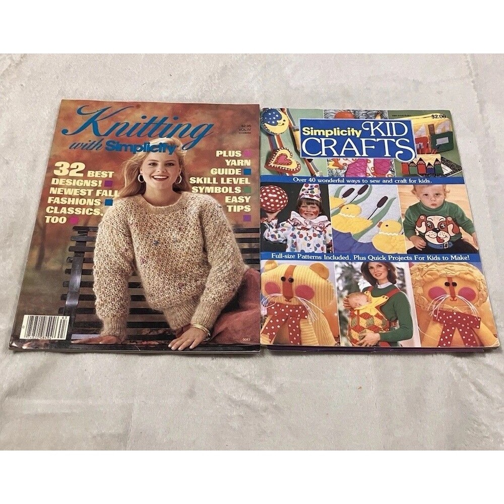 Vtg Lot x2 Knitting w/ Simplicity Fall 1986 & Kid Crafts 1981 Magazines Grandma